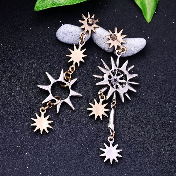 Gold and Silver Rhinestone Mismatched Earr… - Picture 2 of 8